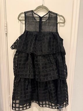 English Factory Black Tiered A-Line Mesh Dress